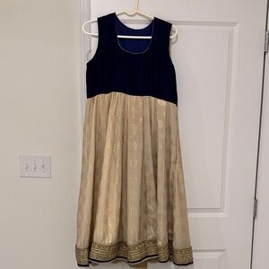 Elegant Navy and Gold Anarkali Dress
